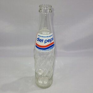 Diet Pepsi-Cola 1970s Vintage 10.6 oz Clear Glass 9.5" Soda Pop Bottle